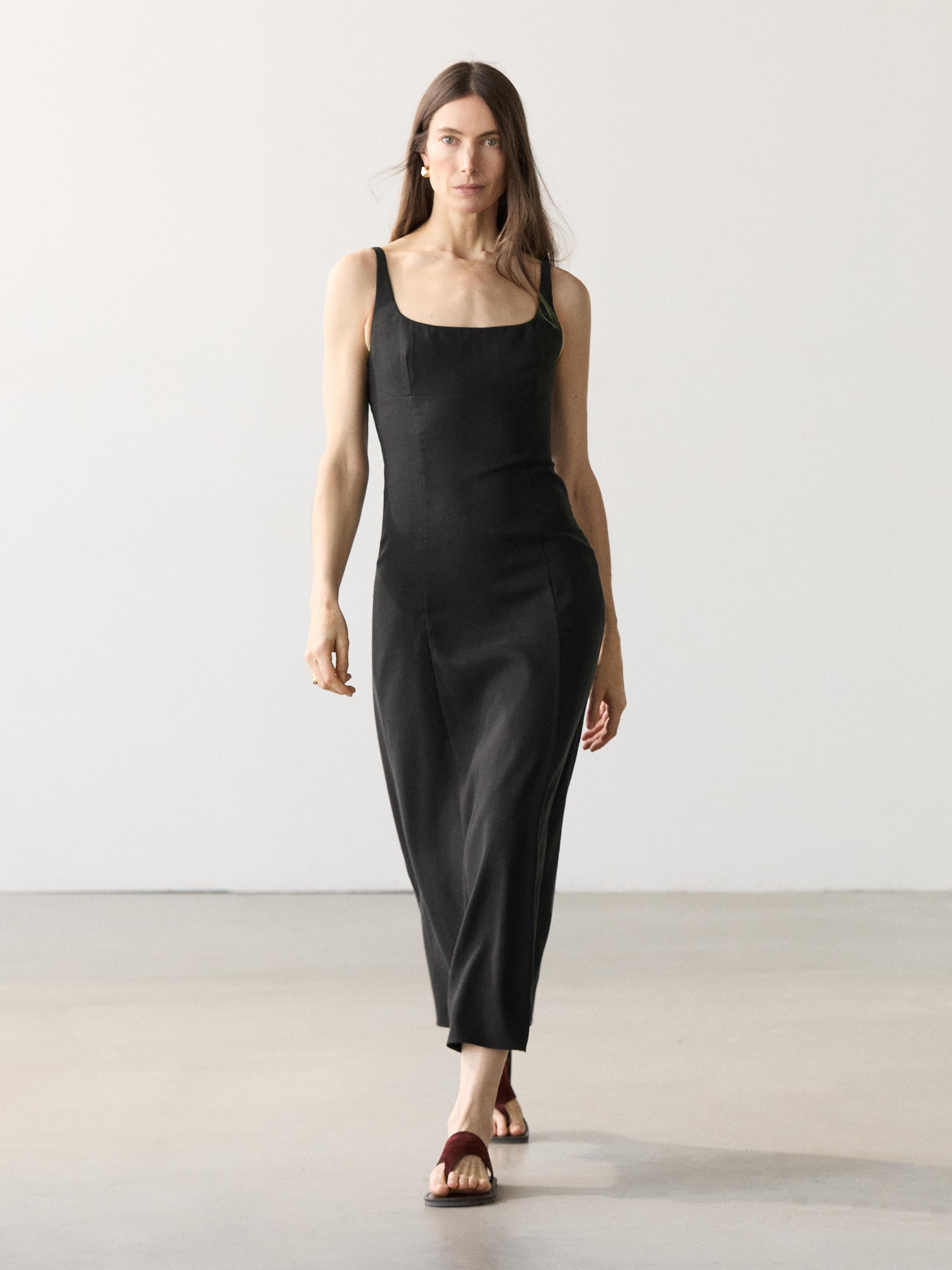 Robe midi bretelles lin